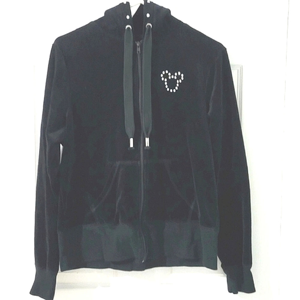Disney Parks Women's Full Zip Hooded Rhinestone Mickey Mouse Sweater Size L